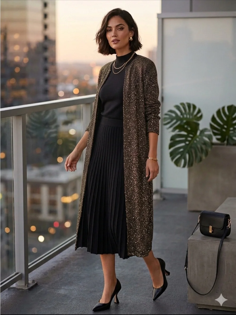 metallic cardigan dress Helena Metallic Longline Cardigan Dress